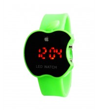 Apple Shape Digital LED Watch with Apple Logo, Kid Watch, Battery Operated, Green Color